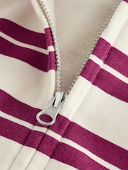 Burgundy Red/White Stripe Zip Through Hoodie (3-16yrs) - Image 9 of 10