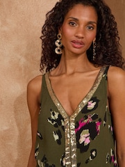 Love & Roses Animal Khaki Green VNeck Vest - Image 2 of 4
