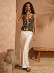 Love & Roses Animal Khaki Green VNeck Vest - Image 3 of 4