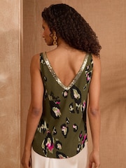Love & Roses Animal Khaki Green VNeck Vest - Image 4 of 4