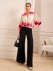 Love & Roses Pink Notch Neck Long Sleeeve Blouse - Image 4 of 4