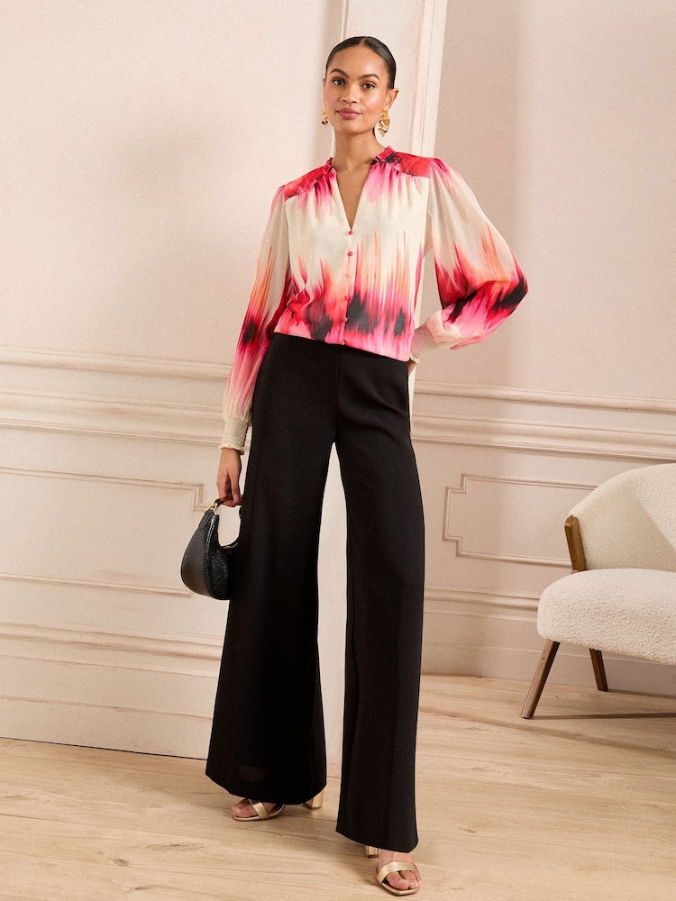 Love & Roses Pink Notch Neck Long Sleeeve Blouse - Image 4 of 4