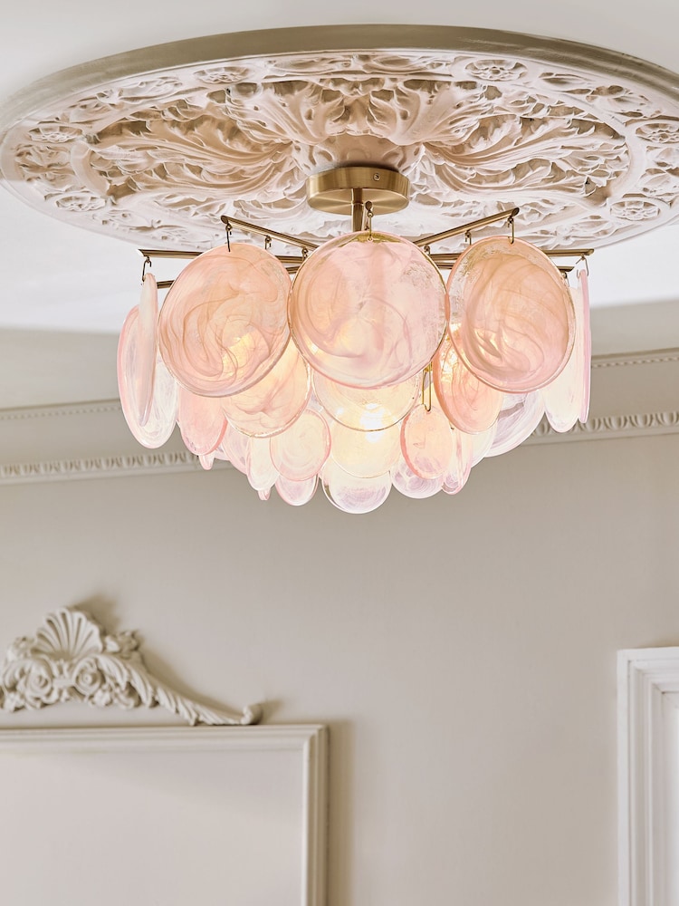 Pink Claremont Flush Ceiling Light - Image 1 of 4