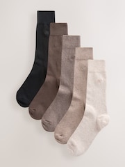 Neutral Marl 5 Pack Embroidered Lasting Fresh Socks - Image 2 of 8