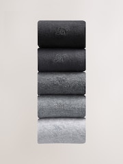 Grey 5 Pack Embroidered Lasting Fresh Socks - Image 1 of 9