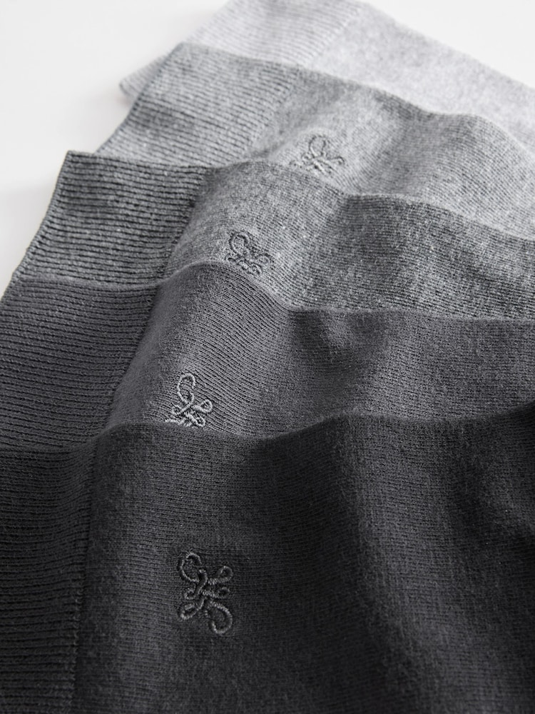 Grey 5 Pack Embroidered Lasting Fresh Socks - Image 9 of 9