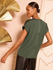 Green Gold Ombre - Love & Roses Sequin Short Roll Sleeve Top - Bild 4 von 4