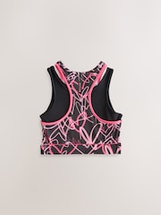Multi Pink/Black Graffiti Heart Sports Crop Top (5-16yrs) - Image 2 of 5