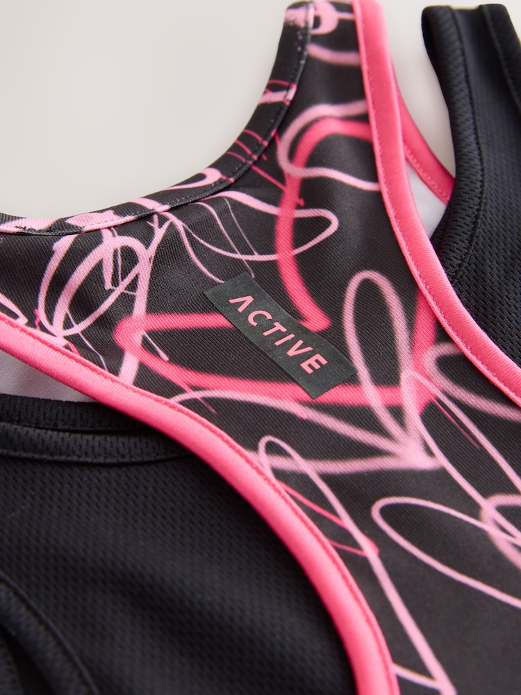 Cœur de graffiti rose/noir multicolore - Top de sport (5-16ans) - Image 3 of 5