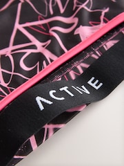 Multi Pink/Black Graffiti Heart Sports Crop Top (5-16yrs) - Image 4 of 5