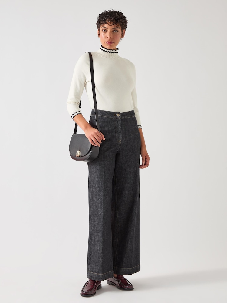 LK Bennett Cream Ethel Zig Zag Fine Merino Sweater - Image 1 of 3