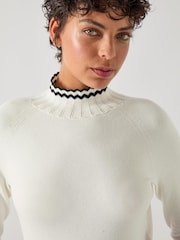 LK Bennett Cream Ethel Zig Zag Fine Merino Sweater - Image 3 of 3