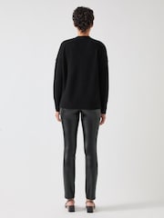 LK Bennett Black Cara Wide V-Neck Warm Long Sleeve Jumper - Image 3 of 4