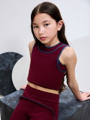 Burgundy Red Sports Crop Top (5-16yrs) - Image 1 of 4