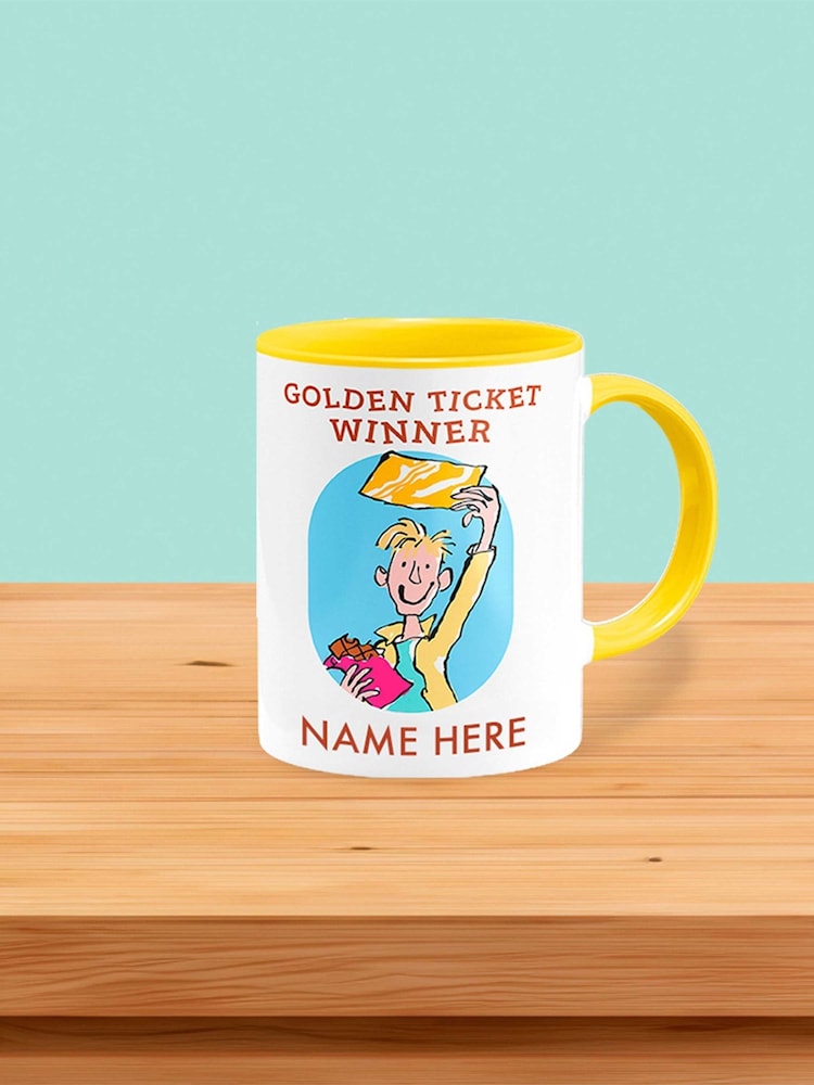 Charlie and the Golden Ticket, Roald Dahl Personalised Coloured Mug by Star Editions - Image 1 of 4