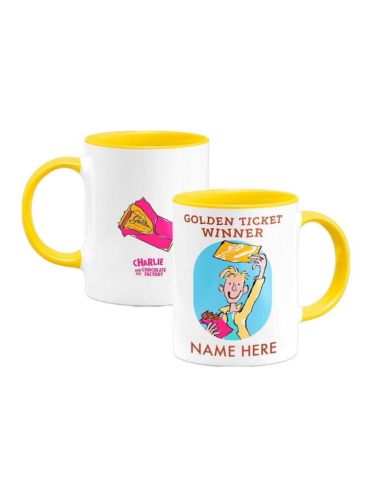 Charlie and the Golden Ticket, Roald Dahl Personalised Coloured Mug by Star Editions - Image 4 of 4