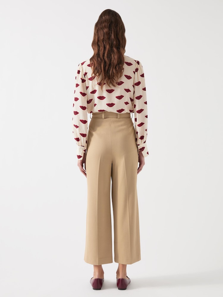 LK Bennett Brown Joel Twill Button Waist Trousers - Image 2 of 3