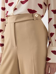 LK Bennett Brown Joel Twill Button Waist Trousers - Image 3 of 3