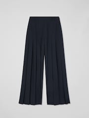 LK Bennett Blue & Navy Colette Maxi Pleated Trousers - Image 4 of 4