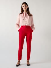 LK Bennett Red Mya Red Twill Single Breasted Trousers - Image 1 of 4