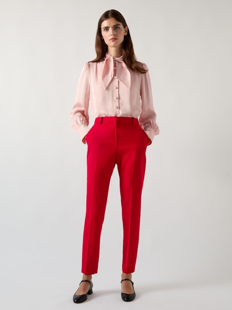 LK Bennett Red Mya Red Twill Single Breasted Trousers - Image 1 of 4