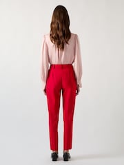 LK Bennett Red Mya Red Twill Single Breasted Trousers - Image 2 of 4