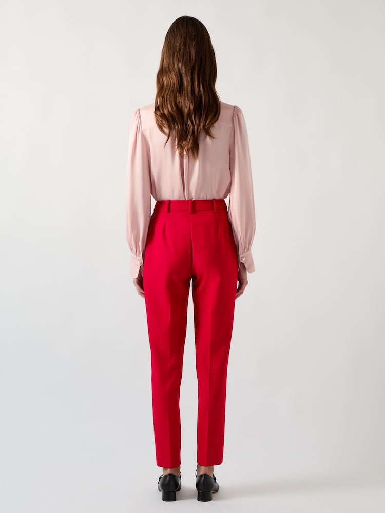 LK Bennett Red Mya Red Twill Single Breasted Trousers - Image 2 of 4