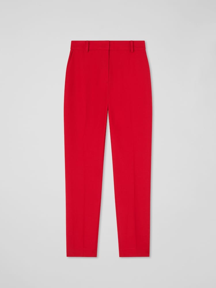 LK Bennett Red Mya Red Twill Single Breasted Trousers - Image 4 of 4