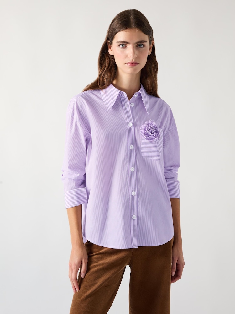 LK Bennett Purple Pip Cotton Stripe Mix Shirt - Image 1 of 3