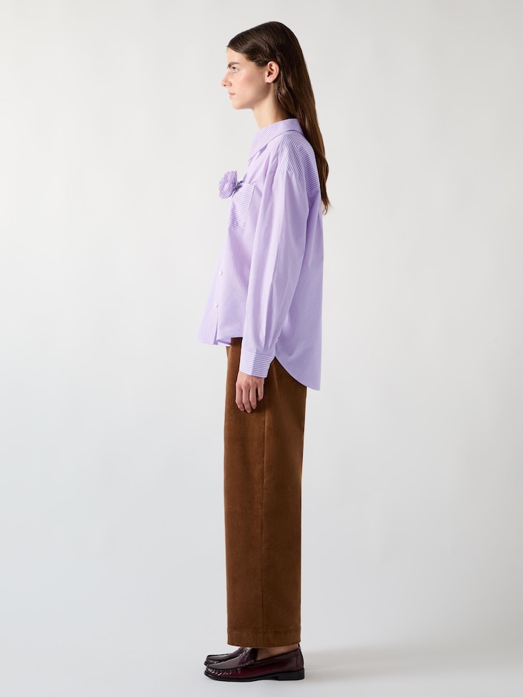 LK Bennett Purple Pip Cotton Stripe Mix Shirt - Image 2 of 3