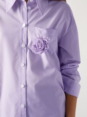 LK Bennett Purple Pip Cotton Stripe Mix Shirt - Image 3 of 3