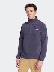 adidas Blue Multi Essentials 1/2 Zip Fleece Jacket - Image 1 of 7