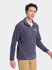 adidas Blue Multi Essentials 1/2 Zip Fleece Jacket - Image 3 of 7