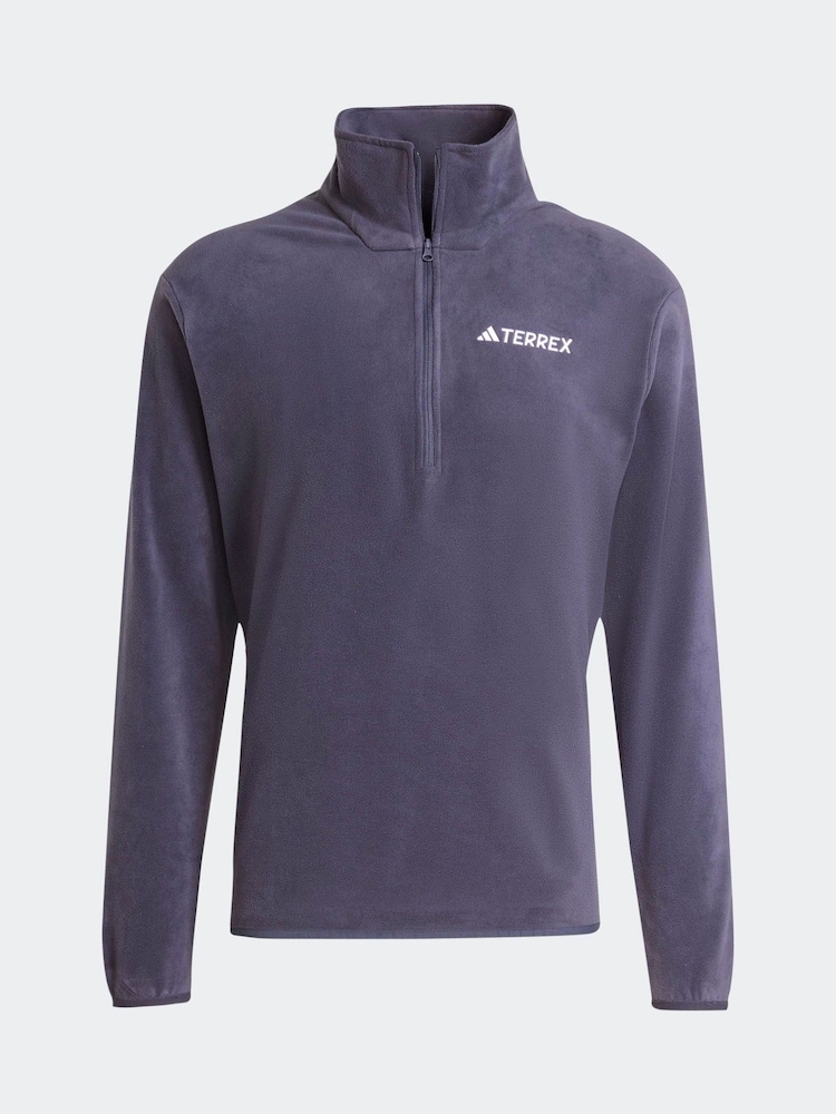 adidas Blue Multi Essentials 1/2 Zip Fleece Jacket - Image 7 of 7 adidas Blue Multi Essentials 1/2 Zip Fleece Jacket - Image 7 of 7