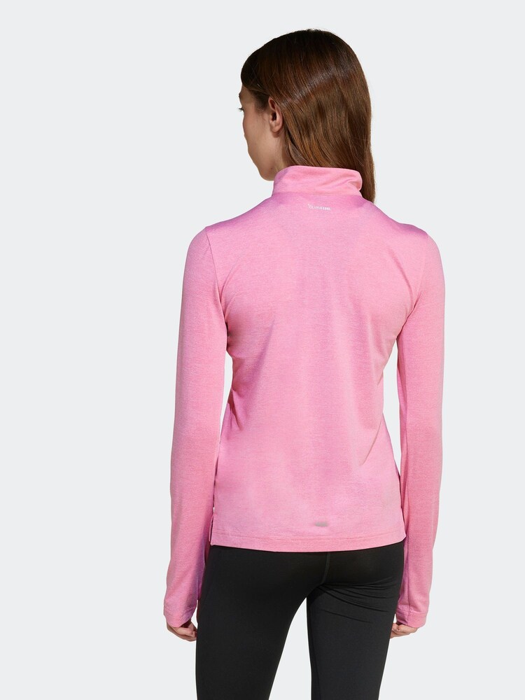 adidas Pink All Sports Favorite 1/4 Zip Long Sleeve Kids Sweat Top - Image 2 of 5 adidas Pink All Sports Favorite 1/4 Zip Long Sleeve Kids Sweat Top - Image 2 of 5