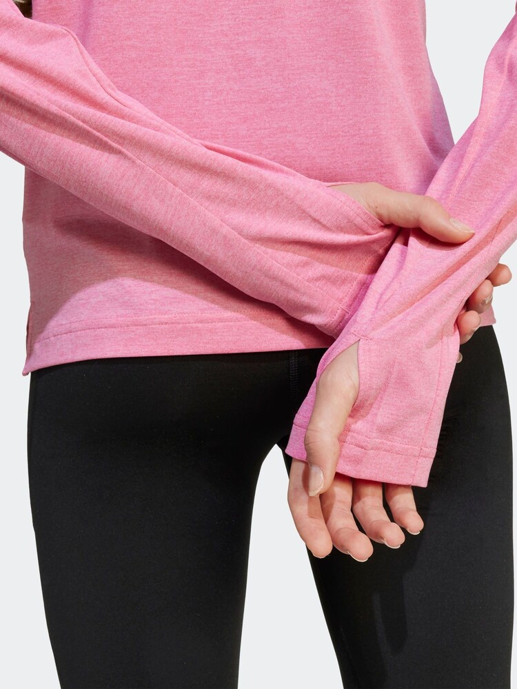 adidas Pink All Sports Favorite 1/4 Zip Long Sleeve Kids Sweat Top - Image 5 of 5