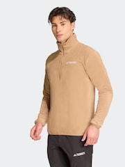 adidas Brown Multi Essentials 1/2 Zip Fleece Jacket - Image 1 of 6