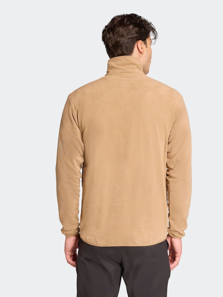 adidas Brown Multi Essentials 1/2 Zip Fleece Jacket - Image 2 of 6