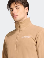 adidas Brown Multi Essentials 1/2 Zip Fleece Jacket - Image 5 of 6