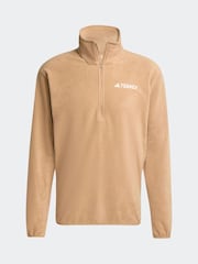 adidas Brown Multi Essentials 1/2 Zip Fleece Jacket - Image 6 of 6