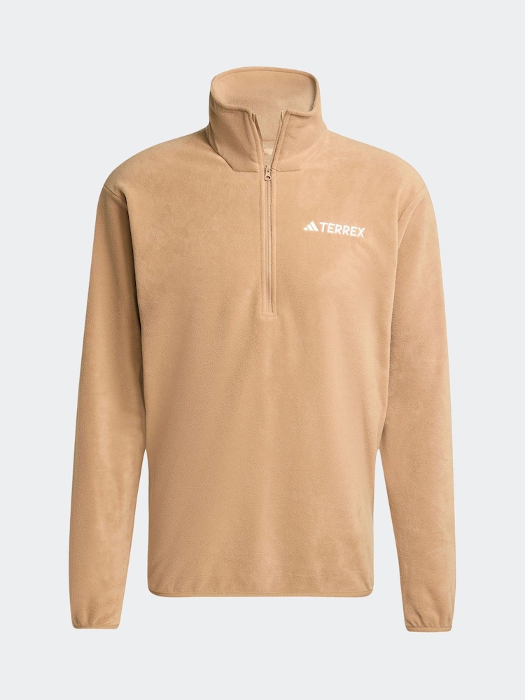 adidas Brown Multi Essentials 1/2 Zip Fleece Jacket - Image 6 of 6