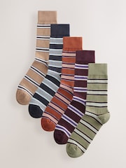 Blue/Green/Orange Pattern Socks 5 Pack - Image 1 of 8