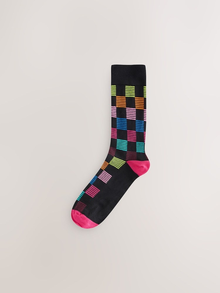 Noir géométrique lumineux - Paquet de chaussettes à motifs 8 - Image 7 of 12