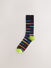 Black Bright Geo Pattern Socks 8 Pack - Image 8 of 12