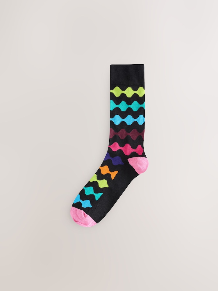Noir géométrique lumineux - Paquet de chaussettes à motifs 8 - Image 9 of 12
