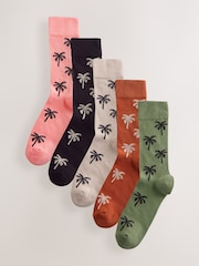 Palmier d’été neutre/vert - Lot de 5 paires de chaussettes à motifs - Image 1 de 8