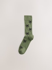 Palmier d’été neutre/vert - Lot de 5 paires de chaussettes à motifs - Image 2 de 8