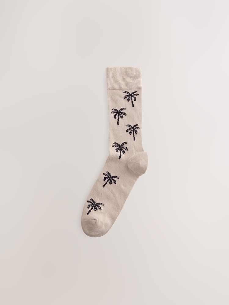 Palmier d’été neutre/vert - Lot de 5 paires de chaussettes à motifs - Image 6 of 8