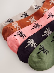 Palmier d’été neutre/vert - Lot de 5 paires de chaussettes à motifs - Image 7 de 8