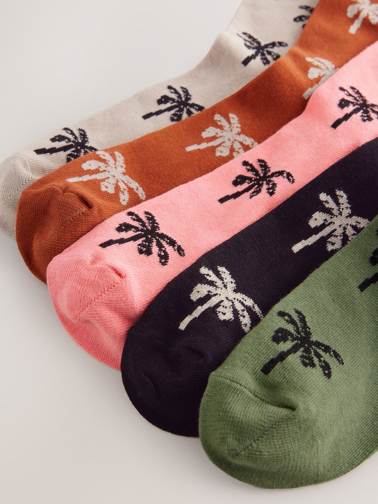 Palmier d’été neutre/vert - Lot de 5 paires de chaussettes à motifs - Image 7 of 8